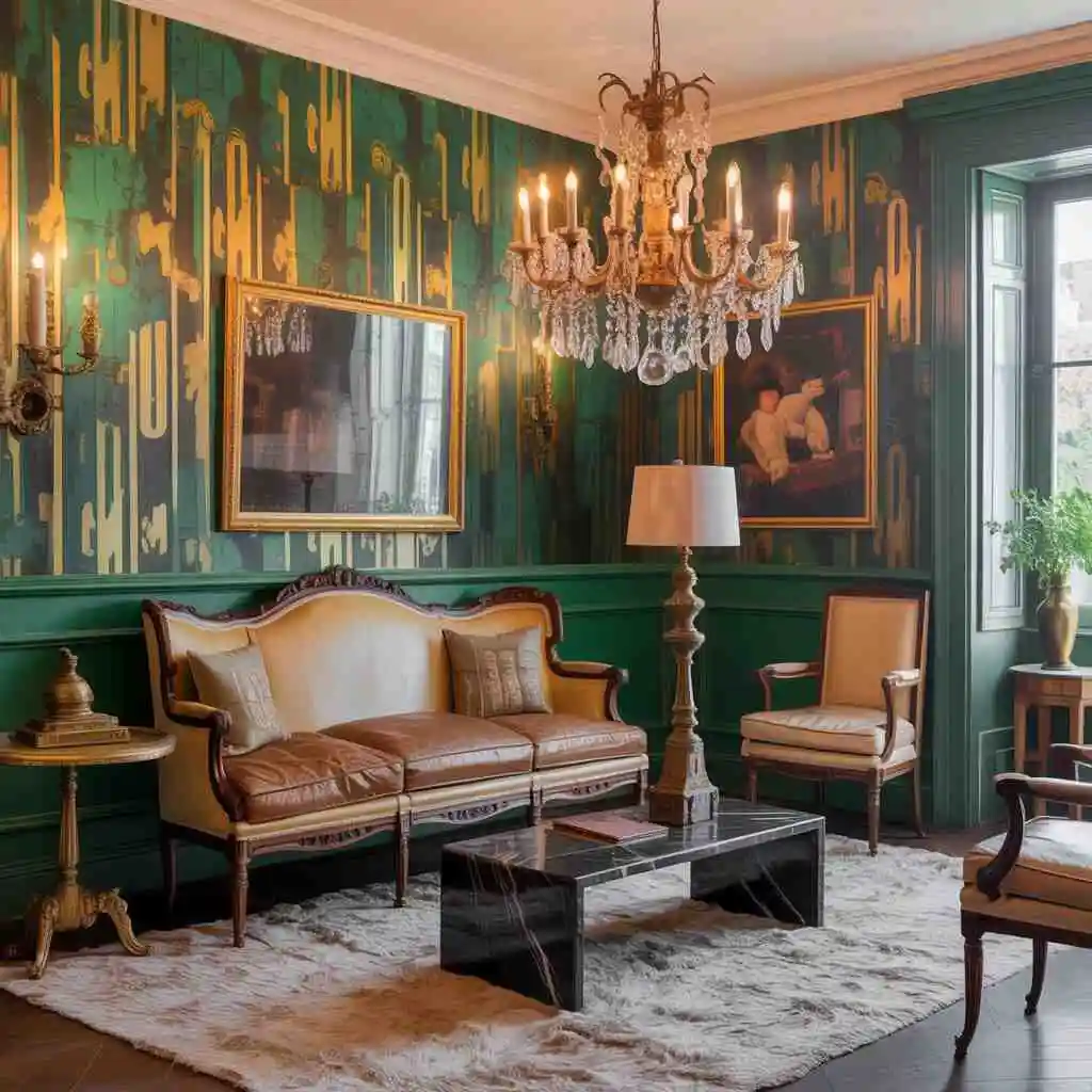 Playful Wallpaper Antique Furniture