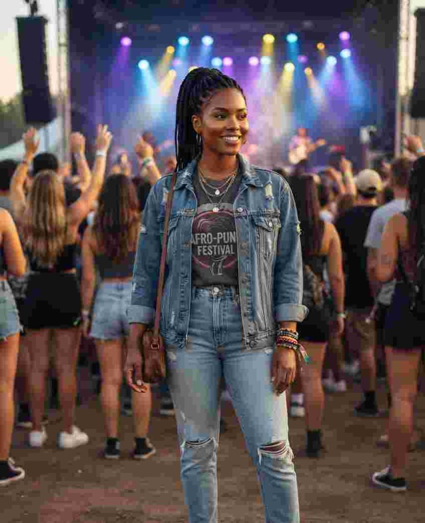 Concert Outfit Black Women Denim Look