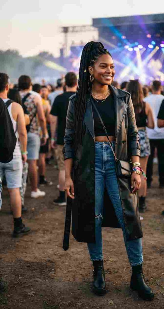 Faux Leather Trench Coat